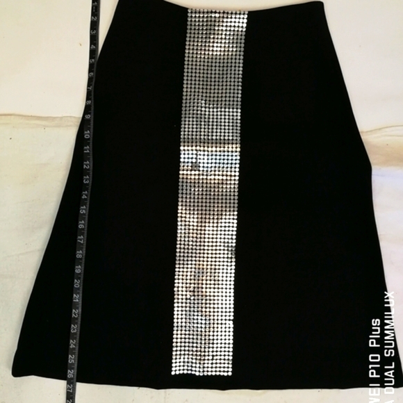 90s vintage black silver Disco embellished a-line stretch viscose skirt - Picture 6 of 9